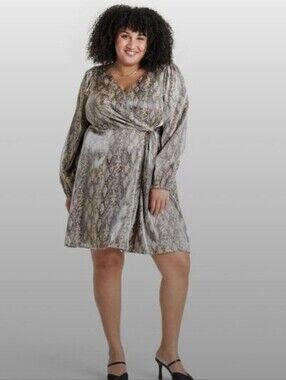 Ava & Viv Plus Size Snake Print Wrap Dress